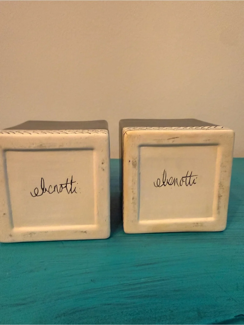Set - 2 Signed Elizabeth Benotti Handmade Ceramic Planters Gray Pottery Ebenotti